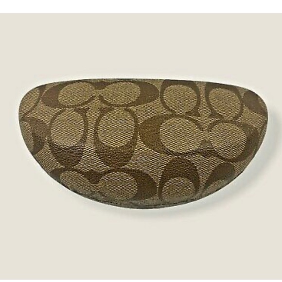 COACH Hard Shell Hinged Glass Eyeglass Sunglass Case Brown Tan Signature C - Picture 4 of 5